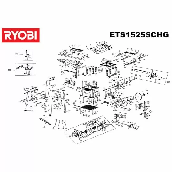 Ryobi ETS1526ALHG Spare Parts List Type: 5133000699